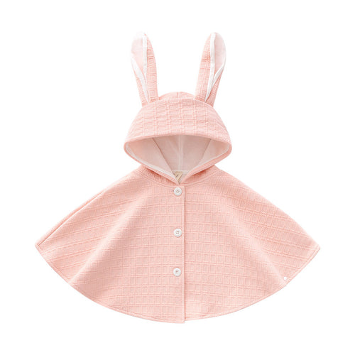 Children's Cloak with Bunny Ears, Cute Baby Poncho, Adorable Girls' Shawl, Toddler Outerwear Coat