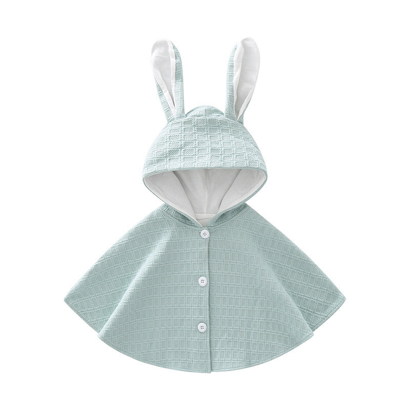 Children's Cloak with Bunny Ears, Cute Baby Poncho, Adorable Girls' Shawl, Toddler Outerwear Coat