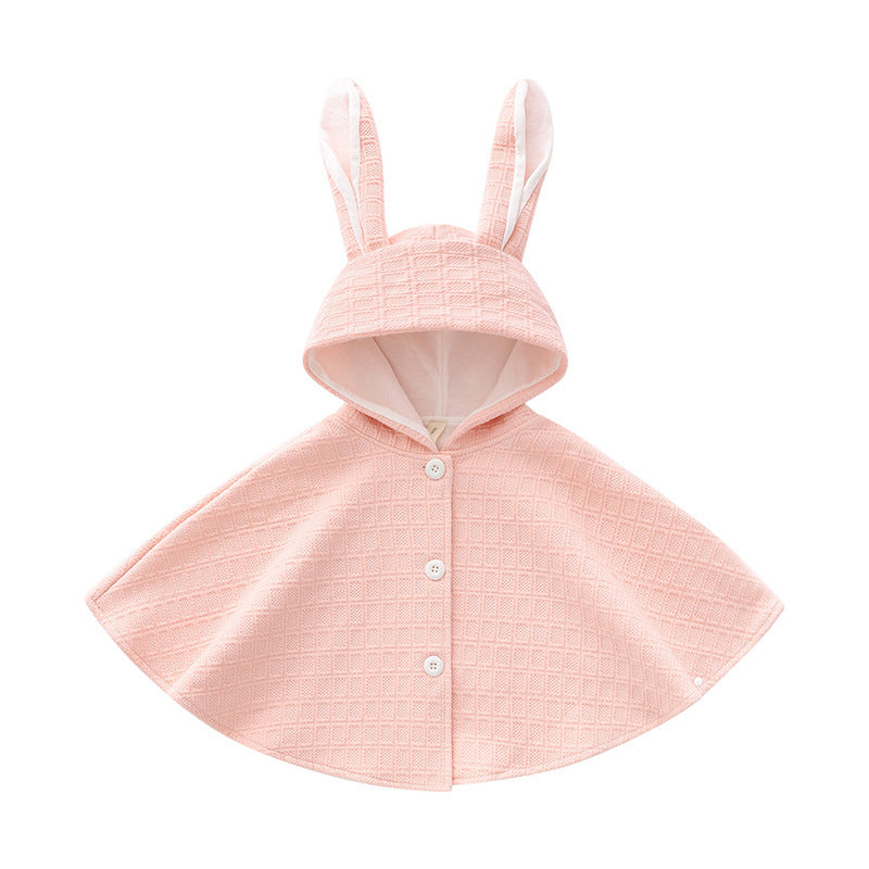 Children's Cloak with Bunny Ears, Cute Baby Poncho, Adorable Girls' Shawl, Toddler Outerwear Coat